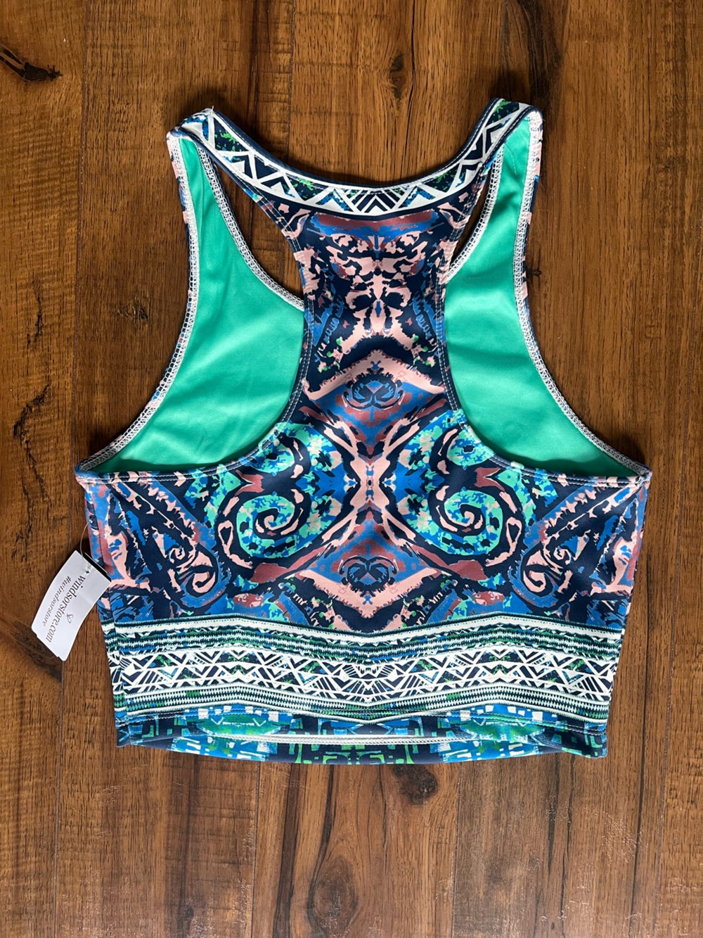 Windsor Patterned Racerback Crop Top - Size Large - Picture 2 of 7